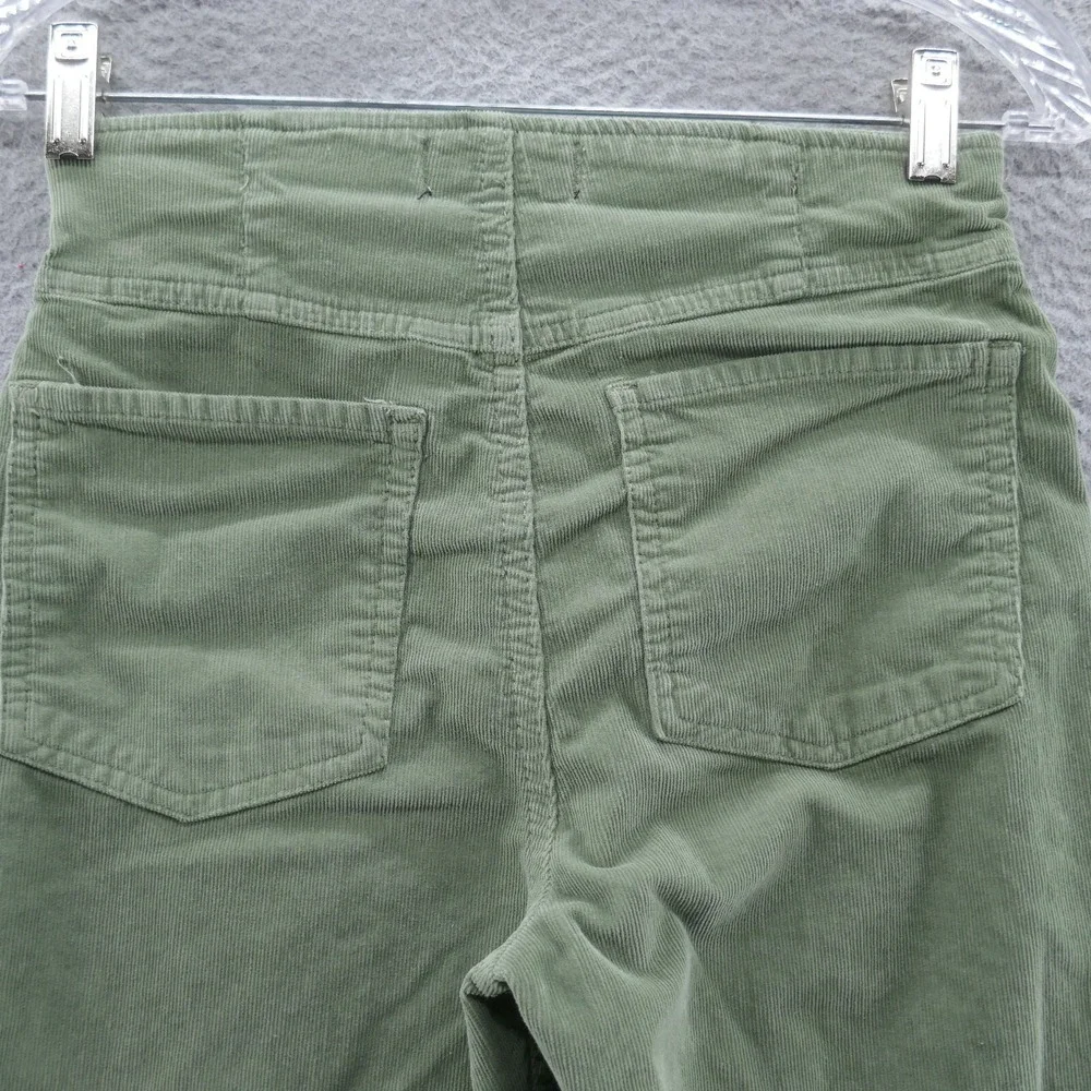 We The Free Green Corduroy Flare Pants Side Zip Mid Rise Size 26 OB1604308